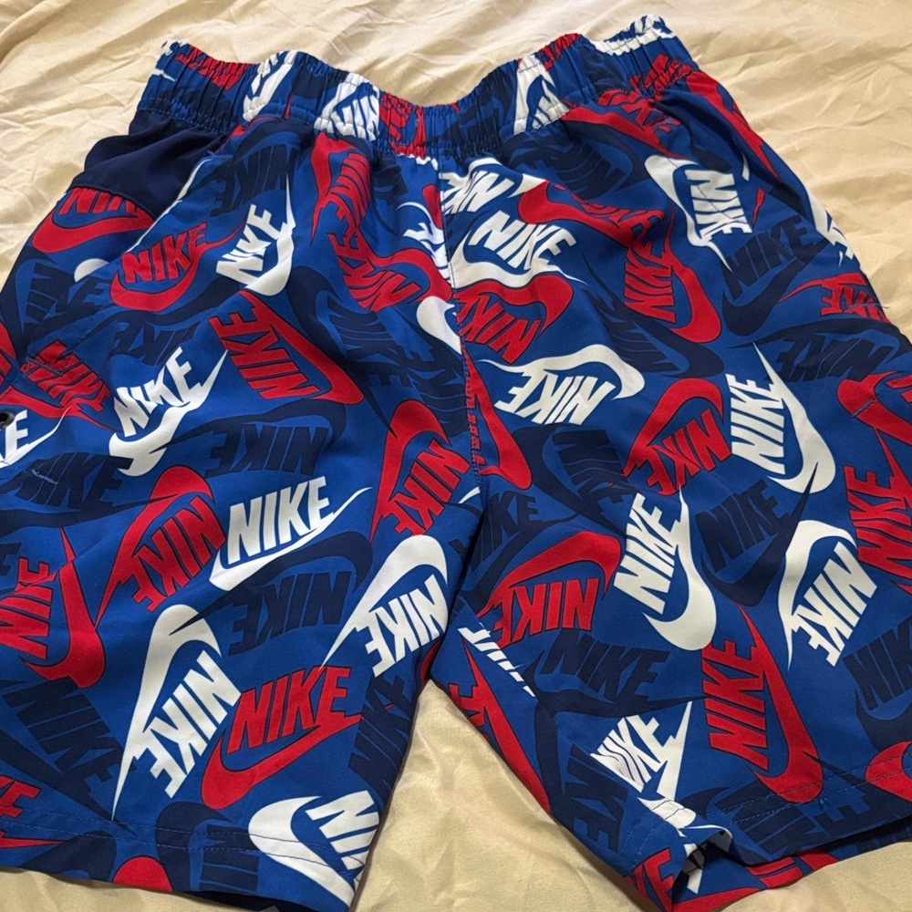 Nike Kids Swim Shorts - Blue, Red, and White